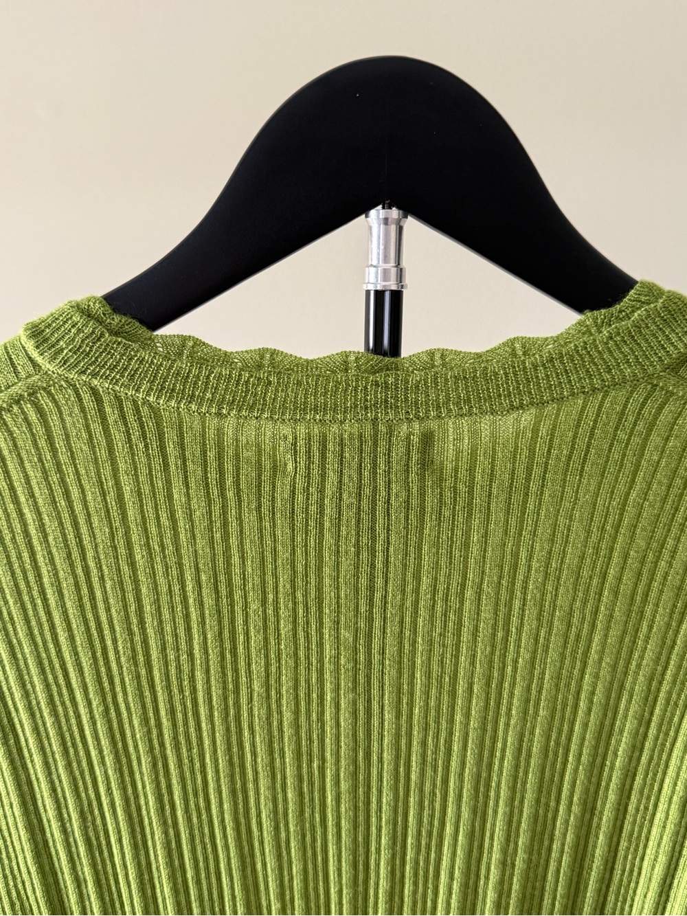 NWOT J.Crew Ribbed Long-Sleeve Crewneck Wool Sweater Pear Green Sz L - Picture 6 of 12